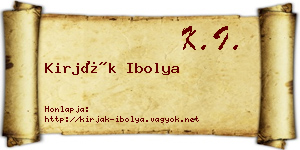Kirják Ibolya névjegykártya